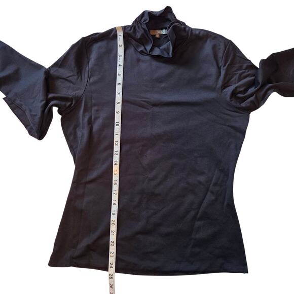 Judy P Jackie Turtleneck Black sz Large Ruched neck, Double layer front Stretch - Picture 8 of 11